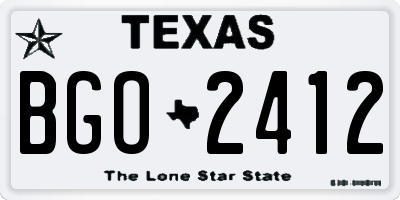 TX license plate BGO2412
