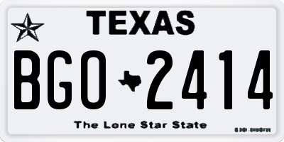 TX license plate BGO2414
