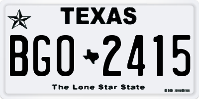 TX license plate BGO2415