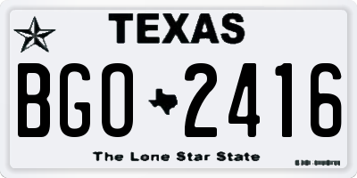 TX license plate BGO2416