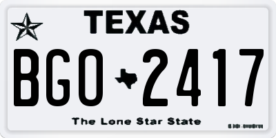 TX license plate BGO2417