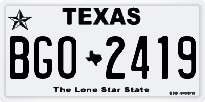 TX license plate BGO2419