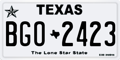 TX license plate BGO2423