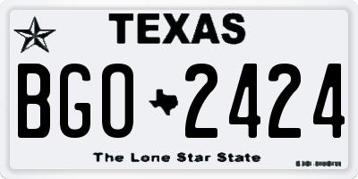 TX license plate BGO2424