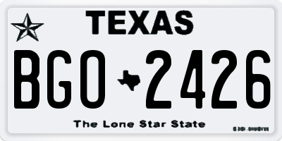 TX license plate BGO2426