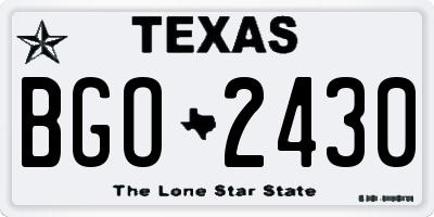 TX license plate BGO2430