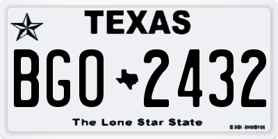 TX license plate BGO2432