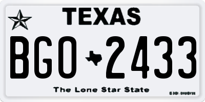 TX license plate BGO2433