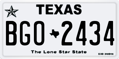 TX license plate BGO2434