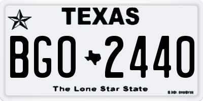 TX license plate BGO2440