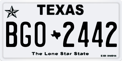 TX license plate BGO2442