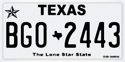 TX license plate BGO2443