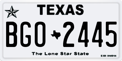 TX license plate BGO2445