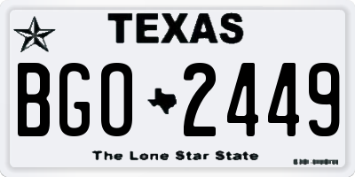 TX license plate BGO2449
