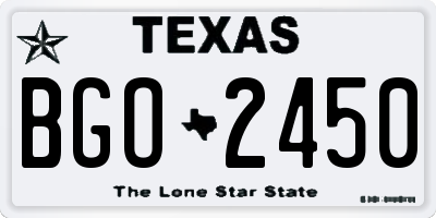 TX license plate BGO2450
