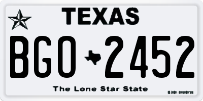 TX license plate BGO2452