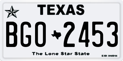 TX license plate BGO2453