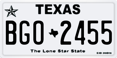 TX license plate BGO2455