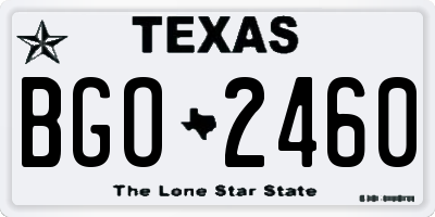 TX license plate BGO2460