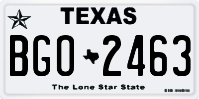 TX license plate BGO2463