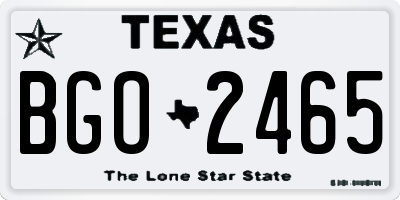 TX license plate BGO2465