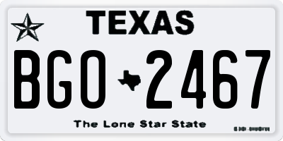 TX license plate BGO2467