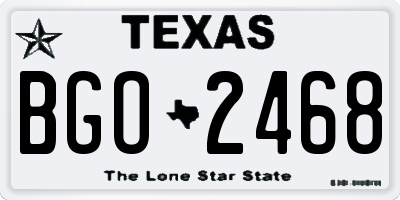 TX license plate BGO2468