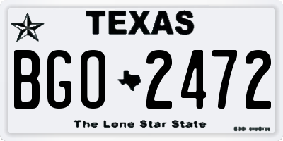 TX license plate BGO2472