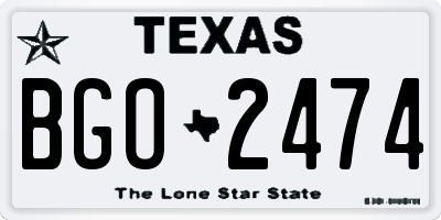TX license plate BGO2474