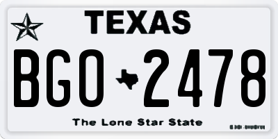 TX license plate BGO2478