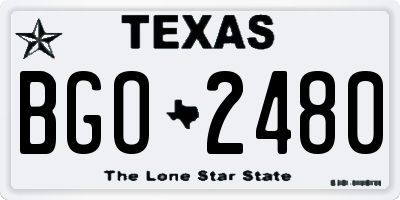 TX license plate BGO2480