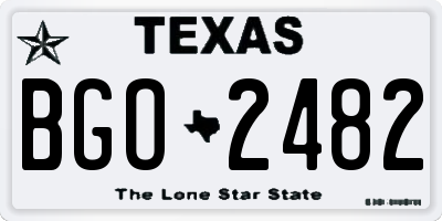 TX license plate BGO2482