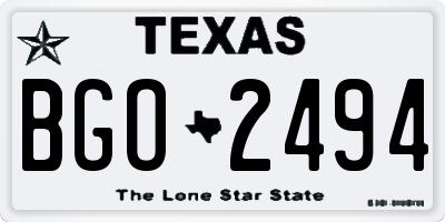 TX license plate BGO2494