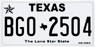 TX license plate BGO2504
