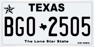TX license plate BGO2505
