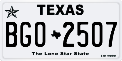 TX license plate BGO2507