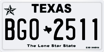TX license plate BGO2511