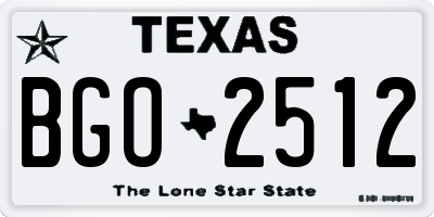 TX license plate BGO2512