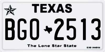 TX license plate BGO2513