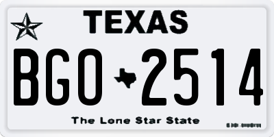 TX license plate BGO2514