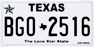 TX license plate BGO2516