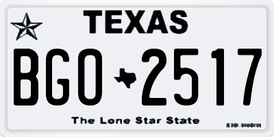 TX license plate BGO2517