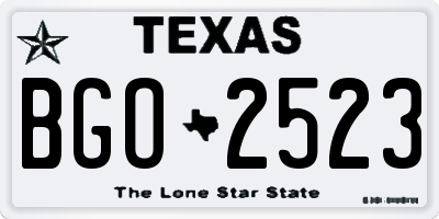 TX license plate BGO2523