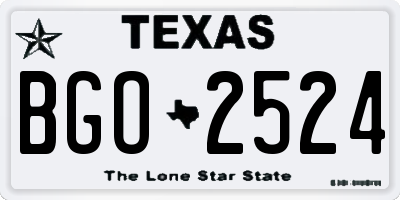 TX license plate BGO2524