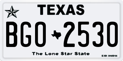 TX license plate BGO2530