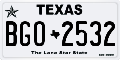 TX license plate BGO2532