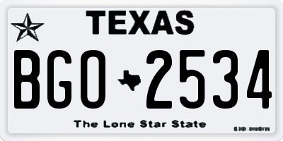 TX license plate BGO2534