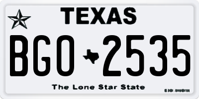 TX license plate BGO2535