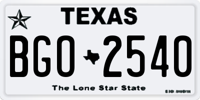 TX license plate BGO2540
