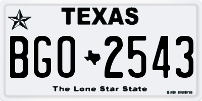 TX license plate BGO2543